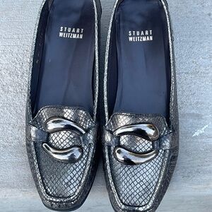 Stuart Weitzman Patent Grey bronze Loafer Shoes 7.M